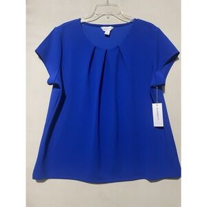 Liz Claiborne Womens Top Size.  XXLarge Blue Pleated Scoop Neck Blouse NEW